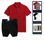 Shop sỉ set Bộ Nam - Áo Thun Nam Polo Cổ Bẻ Thêu Logo Chữ R Trước Ngực Và Quần Short Kaki Co Giãn Phối Nút Cao Cấp (Có Size 36)