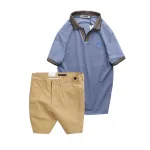 Bộ nam áo polo cổ bẻ logo tam giác và quần short kaki size 36