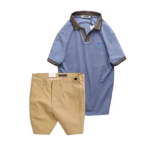Bộ nam áo polo cổ bẻ logo tam giác và quần short kaki size 36