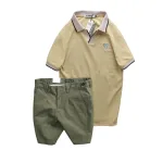 Bộ nam áo polo cổ bẻ logo tam giác và quần short kaki size 36