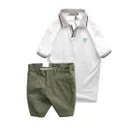 Bộ nam áo polo cổ bẻ logo tam giác và quần short kaki size 36