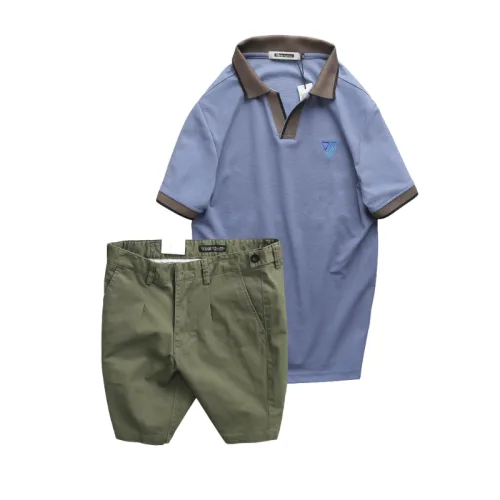 Bộ nam áo polo cổ bẻ logo tam giác và quần short kaki size 36