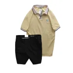 Bộ nam áo polo cổ bẻ logo tam giác và quần short kaki size 36