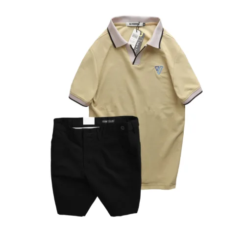 Bộ nam áo polo cổ bẻ logo tam giác và quần short kaki size 36