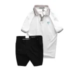 Bộ nam áo polo cổ bẻ logo tam giác và quần short kaki size 36