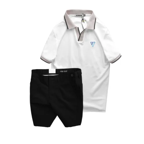Bộ nam áo polo cổ bẻ logo tam giác và quần short kaki size 36