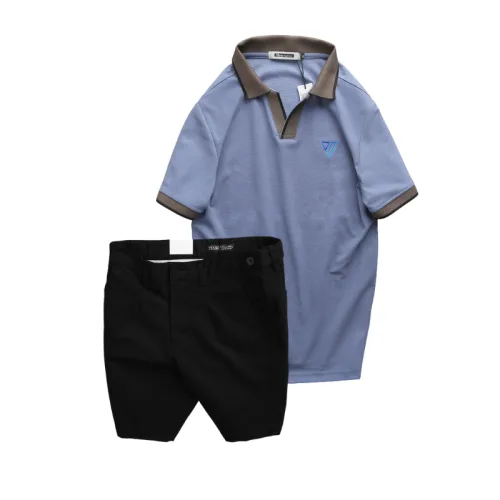 Bộ nam áo polo cổ bẻ logo tam giác và quần short kaki size 36