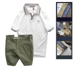 Bộ nam áo polo cổ bẻ logo tam giác và quần short kaki size 36