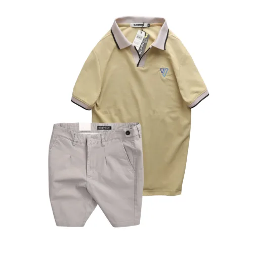 Bộ nam áo polo cổ bẻ logo tam giác và quần short kaki size 36
