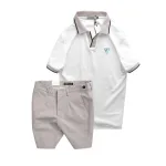 Bộ nam áo polo cổ bẻ logo tam giác và quần short kaki size 36