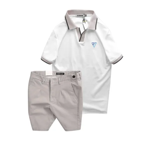Bộ nam áo polo cổ bẻ logo tam giác và quần short kaki size 36