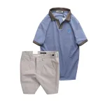 Bộ nam áo polo cổ bẻ logo tam giác và quần short kaki size 36