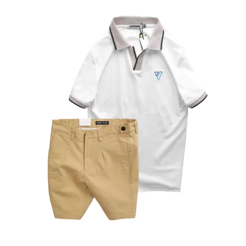 Bộ nam áo polo cổ bẻ logo tam giác và quần short kaki size 36