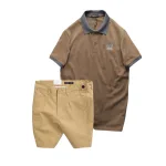 Bộ nam áo polo cổ bẻ logo R Style kèm quần short kaki