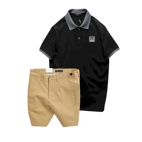 Bộ nam áo polo cổ bẻ logo R Style kèm quần short kaki