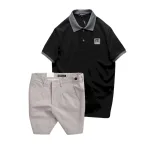 Bộ nam áo polo cổ bẻ logo R Style kèm quần short kaki