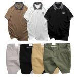 Bộ nam áo polo cổ bẻ logo R Style kèm quần short kaki