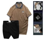Bộ nam áo polo cổ bẻ logo R Style kèm quần short kaki
