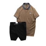 Bộ nam áo polo cổ bẻ logo R Style kèm quần short kaki