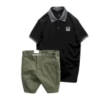 Bộ nam áo polo cổ bẻ logo R Style kèm quần short kaki