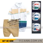 Chuyên sỉ set Bộ Nam - Áo Thun Nam Polo Cổ Bẻ Vải Thun Cá Sấu Poly Phối Kẻ Sọc Màu Và Quần Short Kaki Co Giãn Phối Nút Cao Cấp (Có Size 36)