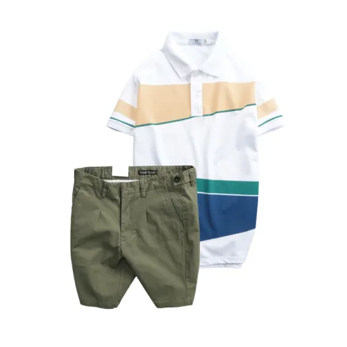 Chuyên sỉ set Bộ Nam - Áo Thun Nam Polo Cổ Bẻ Vải Thun Cá Sấu Poly Phối Kẻ Sọc Màu Và Quần Short Kaki Co Giãn Phối Nút Cao Cấp (Có Size 36)