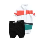 Chuyên sỉ set Bộ Nam - Áo Thun Nam Polo Cổ Bẻ Vải Thun Cá Sấu Poly Phối Kẻ Sọc Màu Và Quần Short Kaki Co Giãn Phối Nút Cao Cấp (Có Size 36)