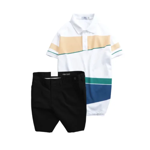 Chuyên sỉ set Bộ Nam - Áo Thun Nam Polo Cổ Bẻ Vải Thun Cá Sấu Poly Phối Kẻ Sọc Màu Và Quần Short Kaki Co Giãn Phối Nút Cao Cấp (Có Size 36)