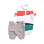 Chuyên sỉ set Bộ Nam - Áo Thun Nam Polo Cổ Bẻ Vải Thun Cá Sấu Poly Phối Kẻ Sọc Màu Và Quần Short Kaki Co Giãn Phối Nút Cao Cấp (Có Size 36)