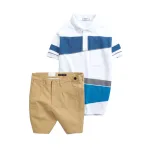 Chuyên sỉ set Bộ Nam - Áo Thun Nam Polo Cổ Bẻ Vải Thun Cá Sấu Poly Phối Kẻ Sọc Màu Và Quần Short Kaki Co Giãn Phối Nút Cao Cấp (Có Size 36)