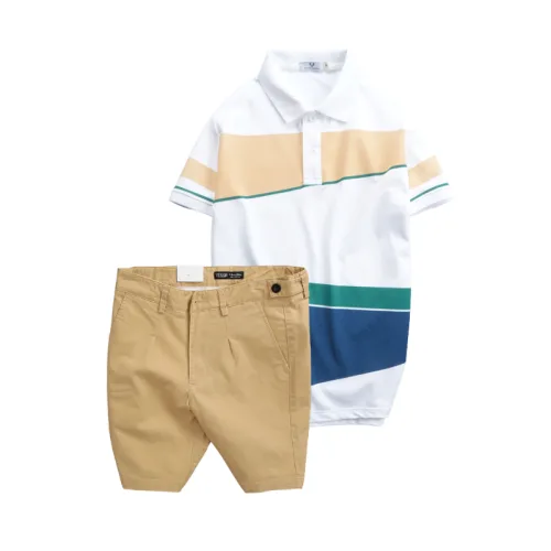 Chuyên sỉ set Bộ Nam - Áo Thun Nam Polo Cổ Bẻ Vải Thun Cá Sấu Poly Phối Kẻ Sọc Màu Và Quần Short Kaki Co Giãn Phối Nút Cao Cấp (Có Size 36)