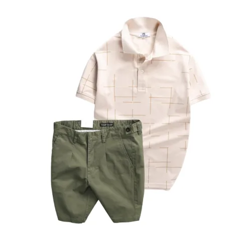 Chỗ sỉ set Bộ Nam - Áo Thun Nam Polo Phối Hoạ Tiết Kẻ Sọc Và Quần Short Kaki Co Giãn Phối Nút Cao Cấp (Có Size 36)