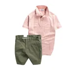 Chỗ sỉ set Bộ Nam - Áo Thun Nam Polo Phối Hoạ Tiết Kẻ Sọc Và Quần Short Kaki Co Giãn Phối Nút Cao Cấp (Có Size 36)