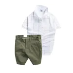 Chỗ sỉ set Bộ Nam - Áo Thun Nam Polo Phối Hoạ Tiết Kẻ Sọc Và Quần Short Kaki Co Giãn Phối Nút Cao Cấp (Có Size 36)