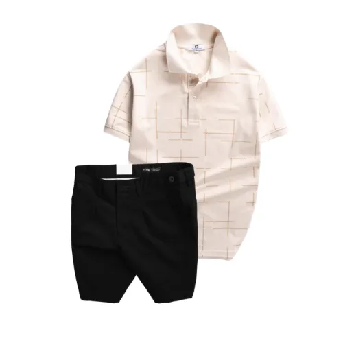 Chỗ sỉ set Bộ Nam - Áo Thun Nam Polo Phối Hoạ Tiết Kẻ Sọc Và Quần Short Kaki Co Giãn Phối Nút Cao Cấp (Có Size 36)