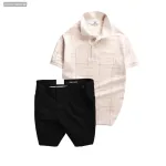Chỗ sỉ set Bộ Nam - Áo Thun Nam Polo Phối Hoạ Tiết Kẻ Sọc Và Quần Short Kaki Co Giãn Phối Nút Cao Cấp (Có Size 36)