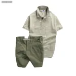 Chỗ sỉ set Bộ Nam - Áo Thun Nam Polo Phối Hoạ Tiết Kẻ Sọc Và Quần Short Kaki Co Giãn Phối Nút Cao Cấp (Có Size 36)