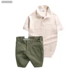Chỗ sỉ set Bộ Nam - Áo Thun Nam Polo Phối Hoạ Tiết Kẻ Sọc Và Quần Short Kaki Co Giãn Phối Nút Cao Cấp (Có Size 36)