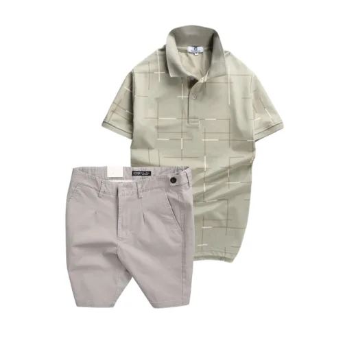Chỗ sỉ set Bộ Nam - Áo Thun Nam Polo Phối Hoạ Tiết Kẻ Sọc Và Quần Short Kaki Co Giãn Phối Nút Cao Cấp (Có Size 36)