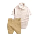 Chỗ sỉ set Bộ Nam - Áo Thun Nam Polo Phối Hoạ Tiết Kẻ Sọc Và Quần Short Kaki Co Giãn Phối Nút Cao Cấp (Có Size 36)