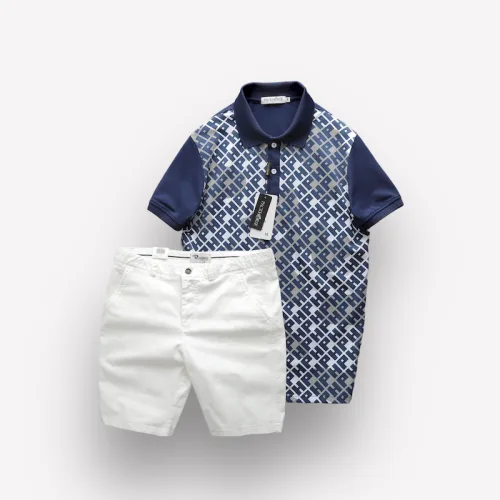 Nguồn hàng sỉ set Bộ Nam Áo Thun Polo Cổ Bẻ Pack Hourse In Chữ HP Phối Quần Short Kaki Rurumen Cao Cấp