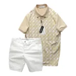 Nguồn hàng sỉ set Bộ Nam Áo Thun Polo Cổ Bẻ Pack Hourse In Chữ HP Phối Quần Short Kaki Rurumen Cao Cấp