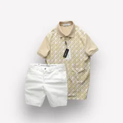 Nguồn hàng sỉ set Bộ Nam Áo Thun Polo Cổ Bẻ Pack Hourse In Chữ HP Phối Quần Short Kaki Rurumen Cao Cấp