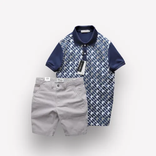Nguồn hàng sỉ set Bộ Nam Áo Thun Polo Cổ Bẻ Pack Hourse In Chữ HP Phối Quần Short Kaki Rurumen Cao Cấp