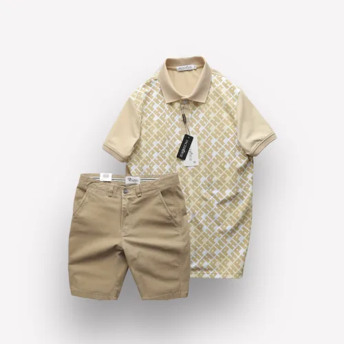 Nguồn hàng sỉ set Bộ Nam Áo Thun Polo Cổ Bẻ Pack Hourse In Chữ HP Phối Quần Short Kaki Rurumen Cao Cấp