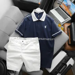 Shop sỉ set Bộ Nam Áo Thun Polo In Logo Trước Ngực + Quần Short Kaki Nam Cao Cấp (Có Size 3X)