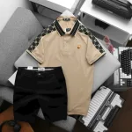 Set nam áo polo logo ngực trước, họa tiết chữ G và quần short kaki Big Size
