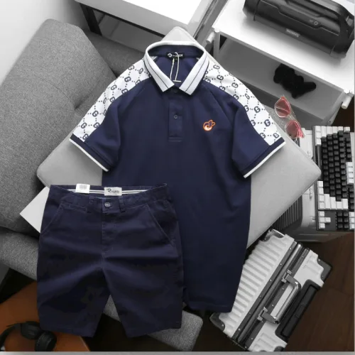 Set nam áo polo logo ngực trước, họa tiết chữ G và quần short kaki Big Size