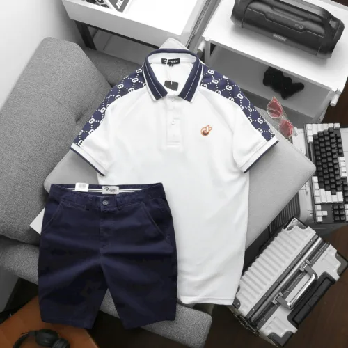 Set nam áo polo logo ngực trước, họa tiết chữ G và quần short kaki Big Size
