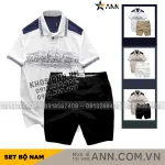 Bộ nam Pack Horse: áo thun polo họa tiết ngôi làng cổ điển, quần short kaki cao cấp (có size 3x)